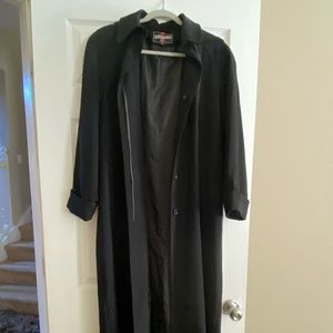 Black hooded rain coat trench